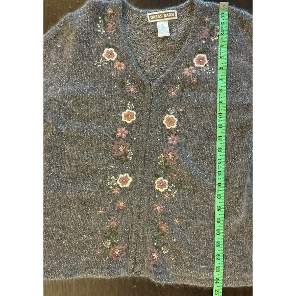 Dress Barn Silk/Nylon/Angora/Lambswool Blend Embroidered Zip-up Sweater Size S - Picture 7 of 7
